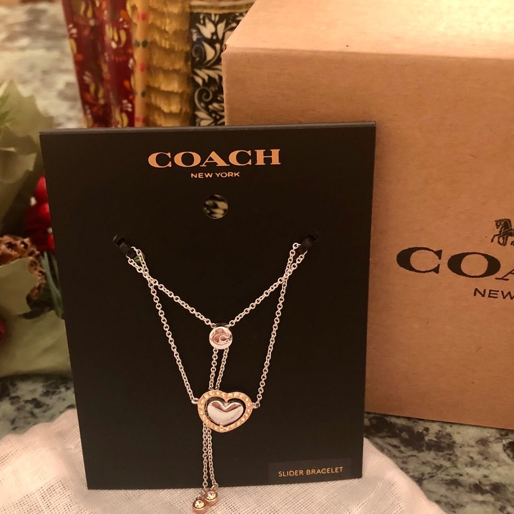 💝COACH Heart Bracelet Rose Gold/Silver Champagne - Picture 7 of 8